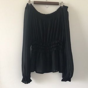Black sheer ruffle blouse